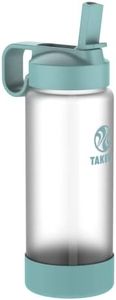 Takeya 22 Oz Glass Water Bottle, Shatter Resistant, Premium Quality, Sure-Grip with Straw Lid, Sage