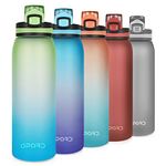 Opard Sports Water Bottle, 900ml BPA Free Non-Toxic Tritan Plastic Drinking Bottle with Leak Proof Flip Top Lid for Gym Yoga Fitness Camping