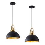 Febeleven Matte Black Farmhouse Pendant Light, Adjustable Height, Vintage Hanging Industrial Ceiling Lights Fixture for Kitchen Island Hallway Dining Room 2 Pack