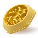 Dog Bowl Dog Slow Feeder Bowls Bloat Stop Food Bowl Interactive Puzzle Healthy Eating Bowl (Yellow)