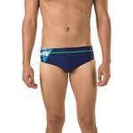 Speedo Mens Powerflex Eco Laser Sticks Brief Blue/Green