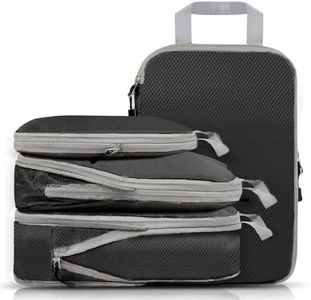 VentureVista Compression Packing Cubes 4 PCS Set, 1 Extra Large+2 Large+1 Medium, Luggage Organiser Packing Cubes, Packing Bags for Backpack & Travel Suitcase Accessories (Black)
