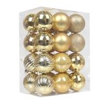 24 Pieces 60mm Christmas Tree Baubles Large Christmas Ball Baubles Ornaments Shatterproof Plastic Glitter Christmas Bulbs, Hanging Decorations for Xmas Tree Holiday Wedding Party, Gold