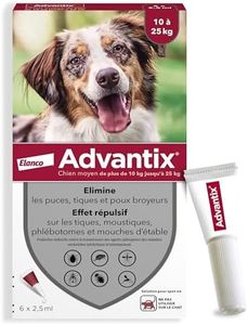 Advantix Chien Moyen entre 10 et 25 kg – Pipettes pour chien contre 6 parasites – Traitement et protection pour votre chien pendant 4 semaines – 6 x 2,5 ml