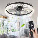 Golovech 20" Low Profile Ceiling Fan with Light Modern ceiling fan with Remote Control 72W Stepless Dimming 3 Colors Change 6 Speeds Reversible Timer Flush Mount Ceiling Fan for Bedroom Kitchen Black