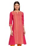 Amazon Brand - Myx Women's Cotton Blend A-Line Kurti (AW17STK4_Fuchsia_S_Fuchsia_S)