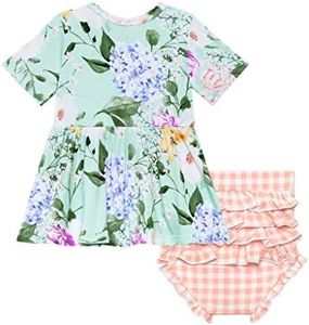 Posh Peanut Short Sleeve Basic Peplum Top & Bloomer Set - Ruffled Bummie Set - Soft Viscose from Bamboo - Erin - 2 Years