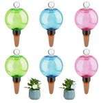 Pipihome 6 Pcs Plant Watering Globes, Plant Watering Devices, Colorful Self Watering System Plant Spikes with Terracotta Watering Spikes, 500ML Vacation Automatic Plant Waterer for Indoor & Outdoor