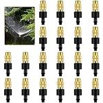 20 Pcs Brass Misting Nozzle, Adjustable Misting Spray Nozzle, 4/7mm Irrigation Misting Nozzle, Sprinkler Heads Atomizing Nozzle for Lawn Nursery Patio Garden Watering Irrigation System