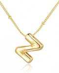 Chunyee Bubble Letter Necklace Gold for Women, 18k Gold Initial Necklaces for Women Dainty Letter Necklace With Gift Package, Ideal Jewelry Gifts for Women