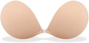 MITALOO Adhesive Bra Invisible Sticky Strapless Push up Backless Reusable Silicone Covering Nipple Bras Off-White