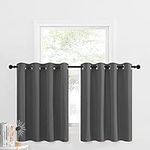 NICETOWN Short Blackout Cafe Curtains Kitchen Window Valance, Thermal Insulated Grommet-Top Short Curtain Tiers for Thanksgiving / Room Decor (1 Panel, 52W by 36L + 1.2 inches Header, Gray)