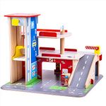 Bigjigs Toys Wooden Park & Play Garage Playset