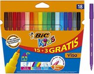 BIC Kids Visa Felt Tip Pens, Fine Tip, Very Vivid Colouring Pens, Washable Markers, Back to School Supplies, 18 Pack