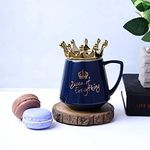 A Vintage Affair- HOME DECOR Ceramic Coffee Cup, White, 350ml, Large Tea Cup Mug,Glossy|Queen of Everything Ceramic Printed Gift for Loved Ones Designer Mug Microwave Safe - Blue