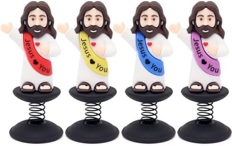 Yelakey Dashboard Jesus Bobblehead Jesus with Smile Face Blessing You Christian Car Accessories Religious Believers Home Decoration with Sticky Pad (Multicolor)