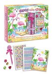 Mad Ally Kids Secret Diary Set for Girls | Style Up Your Own Diary with 2 Sheets of Gem Stickers | 4 Gems | Lollipop Pen | Perfect Present for Girls | Cute Girls Stationary Pack | Flamingo Theme