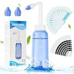 URAQT Neti Pot, Nasal Rinse Kit Nose Wash Cleaner, 300ml Sinus Rinse Bottle with 20 Nasal Wash Salt Packets and 10 Thermometer Sticker, Pressure Rinse Nasal Irrigation for Baby and Kid BPA Free