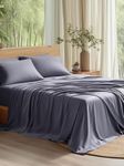 Bedsure 100% Rayon Derived from Bamboo Sheets Queen Size Set, Cooling Sheets for Hot Sleepers, Breathable & Soft Queen Bedsheets, Deep Pocket Up to 16 Inches, Bedsheet & Pillowcase Sets, Dark Grey