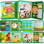 Quanquer Activities Busy Book for Toddlers, Farm Busy Board Montessori Toys for 1 2 3+ Year Kids Boys Girls, Preschool Learning Activities Developing Sensory Board, Travel Toys for Toddlers 1-3+