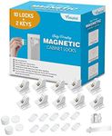 Vmaisi Adhesive Magnetic Locks for Cabinets & Drawers (10 Locks and 2 Keys)