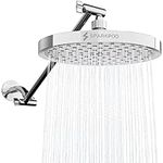 SparkPod Round Rain Shower Head with Shower Head Extension Arm - High Pressure Rain - Luxury Modern Look - No Hassle Tool-Less 1-Min Installation (16" Shower Arm Extension, Luxury Polished Chrome)