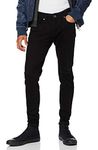 ENZO Mens Super Skinny Slim Fit Stretch Denim Retro Jeans Pants (Black, 30W / 32L)