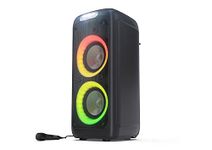 SHARP PS-949 High Power Portable Party Speaker with 12hr Playtime, Built in Rechargeable Battery, Duo Mode (TWS), Flashing Disco Lights, Super Bass & Strobe, Bluetooth, USB, Aux & Microphone – Black