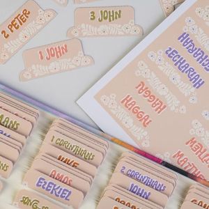 DiverseBee Laminated Bible Tabs for Kids, Teens and Women (Large Print, Easy to Read), Personalized Bible Journaling Tabs, 66 Book Tabs and 6 Blank Tabs - Groovy Theme