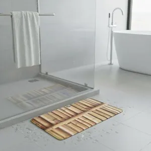 Evideco French Home Goods Bathroom Rug Memory Foam Mat The Island Print Beige 30" L x 18" W