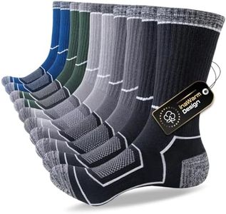 inaWarm Mens Socks, Breathable and Moisture Wicking Outdoor Performance Hiking Socks, Thick Cushioned Anti-Blister Crew Sock for Athletic, Work, Sports, Trekking, Walking, 5 Pairs