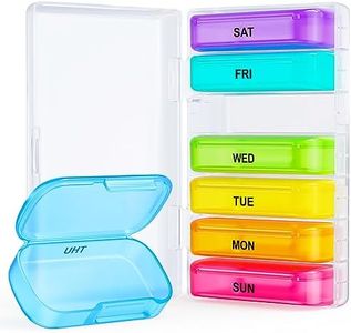 ZIKEE 7 Packs Extra Large Pill Organizer, Portable Pill Box 7 Day for Pocket, Purse, Weekly Pill Case with Dual-Protection Design, Pill Container for Medication, Vitamin, Fish Oil, Supplement