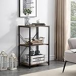 SHOCOKO Side Tables for Living Room, End Table with Storage Shelves, Industrial Metal and Wood Nightstand Telephone Table, Rustic Brown