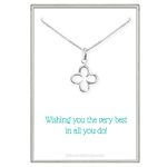 Small and Dainty Sterling Silver Four Leaf Clover Necklace for Women, Shamrock Necklace, Good Luck Charm Necklace, St. Patrick's Day Gift (20 inches)