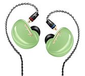 Famedy in Ear Monitors, TK300 In Ear Earphones, 10mm Large Unit Drive, Over 1 Magnetic Tesla, Professional Sound Isolating IEM Headphones for Musicians, MMCX Cable, 3D Printing Cavity (Green, No Mic)