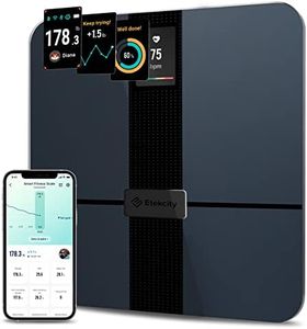 Etekcity Körperfettwaage mit Großem Display, Waage mit Körperfett und Muskelmasse, präzise Personenwaage mit Herzfrequenz, unbegrenzte Benutzerprofile in der App, Wifi&Bluetooth, USB-Aufladung