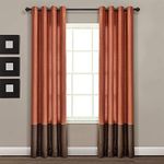 Lush Decor Color Block Prima Window Curtains Panel Set for Living, Dining Room, Bedroom (Pair), 54 x 84-inch, 84" x 54", Brown/Rust