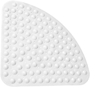 Bathsafe Sector Rubber Corner Shower Mat Anti-slip Quadrant Bath Mat Anti-Bacterial Suction Mat for Shower or Tub,Non-slip Bathtub Mat,53x53CM,Solid White