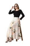 VAGISHA Long Full Flared Printed Skirt for Women/Girls/Ladies (L,BETELEAF Print)