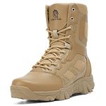 derlychug Men's Military Tactical Combat Boots Side Zipper Army Style Combat Boots for Hiking Hunting Training and Camping(Sand 41)