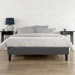 Zinus Curtis Queen Bed Base Ensemble Bed Frame - Charcoal Grey Fabric Mattress Base Foundation