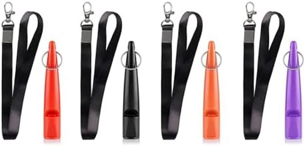 WENJION 4 Pcs Professional Dog Whistles, High Pitch Dog Training Whistle with Lanyard and Keychain, Plastic Silent Dog Whistle for Barking Control and Recall, Long Distance Dog Whistle for All Breeds