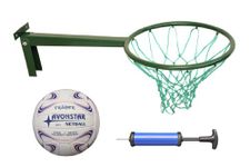 Long Reach Netball Ring Including Size 5 Netball (Robust Ring Made in Britain) & 2 Years Warranty Supplied Complete with Pump. Green