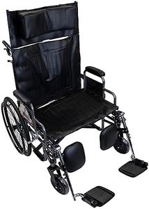 Dynarex Bari+Max Bariatric Reclining Wheelchair with Elevating Leg Rest, Extended Headrest, Foldable Frame - 24" Seat, 500 Pounds Weight Capacity,Black