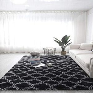 Tinyboy-hbq Area Rugs Soft Living Room Carpet Plush Pile Rugs Fluffy Carpets Anti Slip Fluffy Bedroom Rug Shaggy Floor Mats Large for Living Room Hallway Bedroom (160 * 200cm, Black)