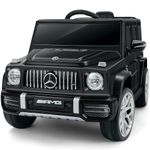 ELEMARA Licensed Mercedes Benz AMG G63 Electric Car for Kids,12V Ride on Car with Remote Control,Rechargeable Battery,Flickering Lights/LED Lights, Bluetooth,Music & Horn, Low Battery Prompt,Black