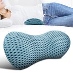 Lumbar Support Pillow - Memory Foam for Low Back Pain Relief, Ergonomic Streamline Car Seat, Office Chair, Recliner and Bed (Blue)