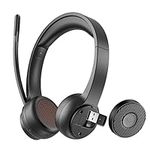 EKSA H16 Bluetooth Headset V5.2, Wireless Headset with Microphone Noise Canceling & USB Dongle, 55Hrs Playtime, Mic Mute, Computer Laptop Headset for Office/Call Center/Zoom/Teams