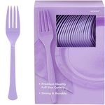 Amscan 43600.04 Party Supplies Big Pack Premium Plastic Forks, Lavender, 7.3" x 5.2", 100 ct