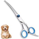 Cat Dog Grooming Scissors Pet Grooming Scissors Set with Safety Round Tip Stainless Steel Dog Cat Grooming Shears Curved Scissors for Dog Cat Hair Care